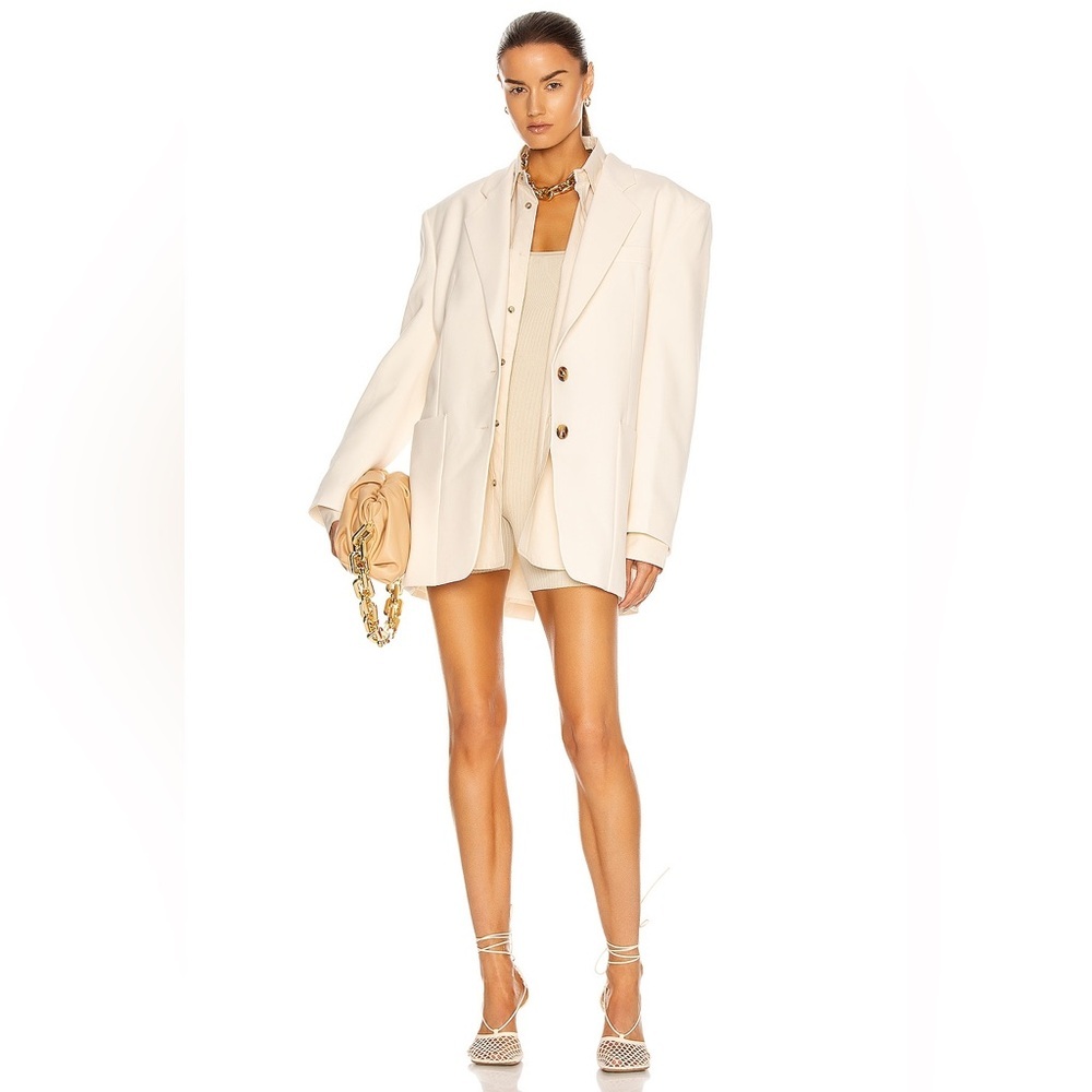 Nanushka Evan Terracotta Single Breasted Vegan Leather Blazer Oversized XS